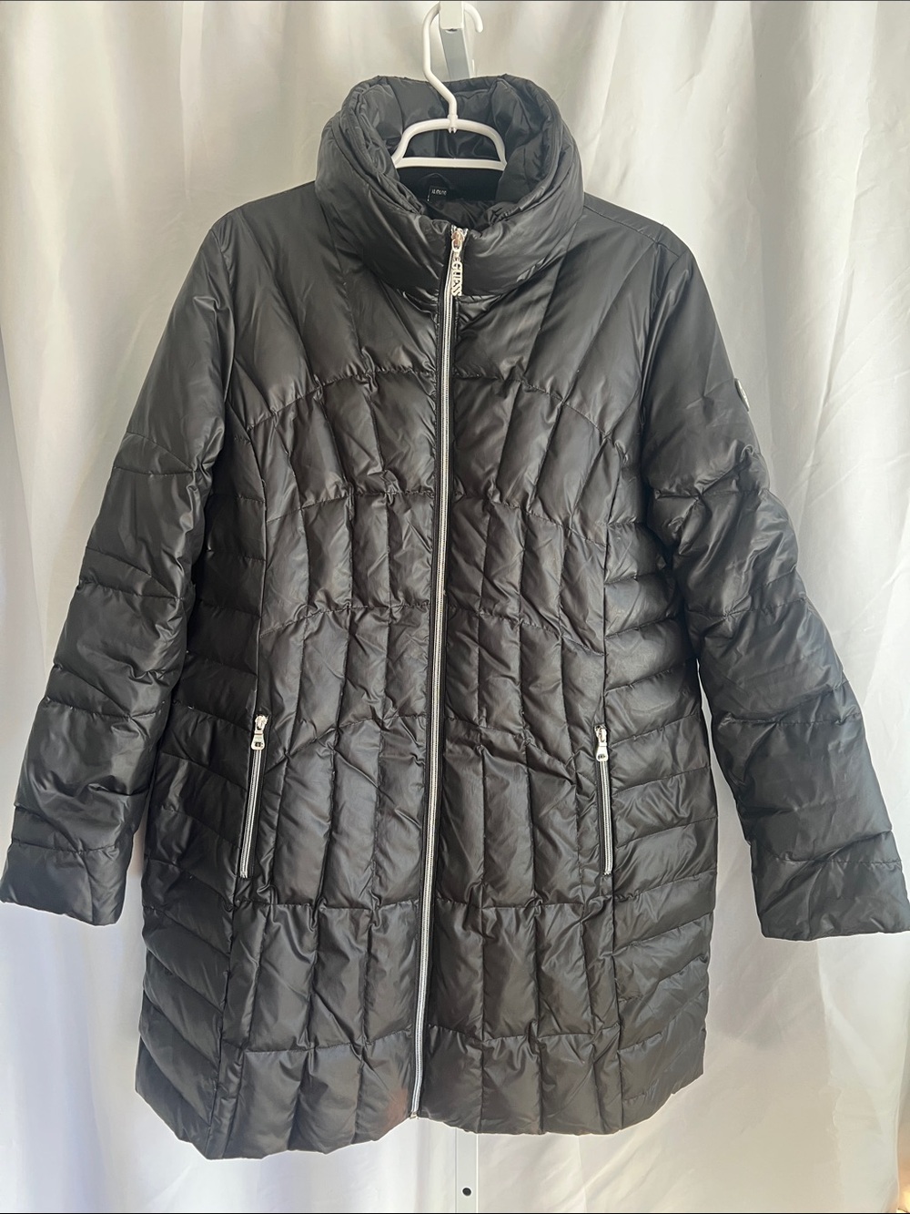 Guess Black Quilted Women's Puffer Coat with High Collar Duck Down